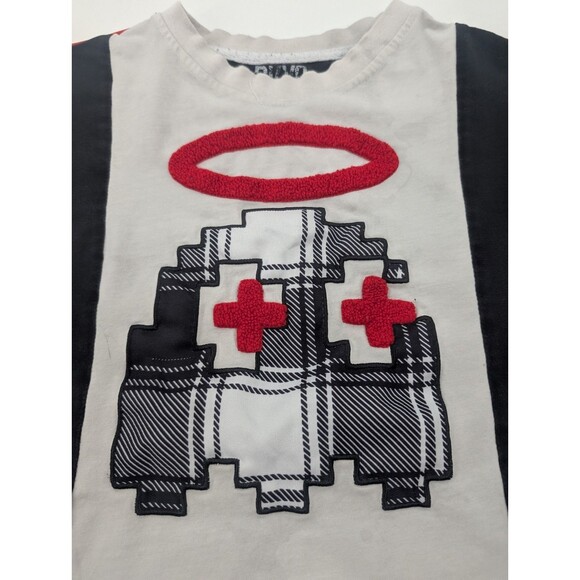 BKYS Distressed Pac-Man Ghost Invader Fuzzy Halo Short Sleeve T-Shirt Size Small - Picture 4 of 10